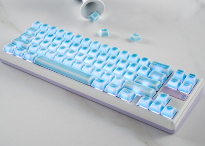 Cerakey Ceramic Keycap Full Set V2 - Blue Crazed RGB