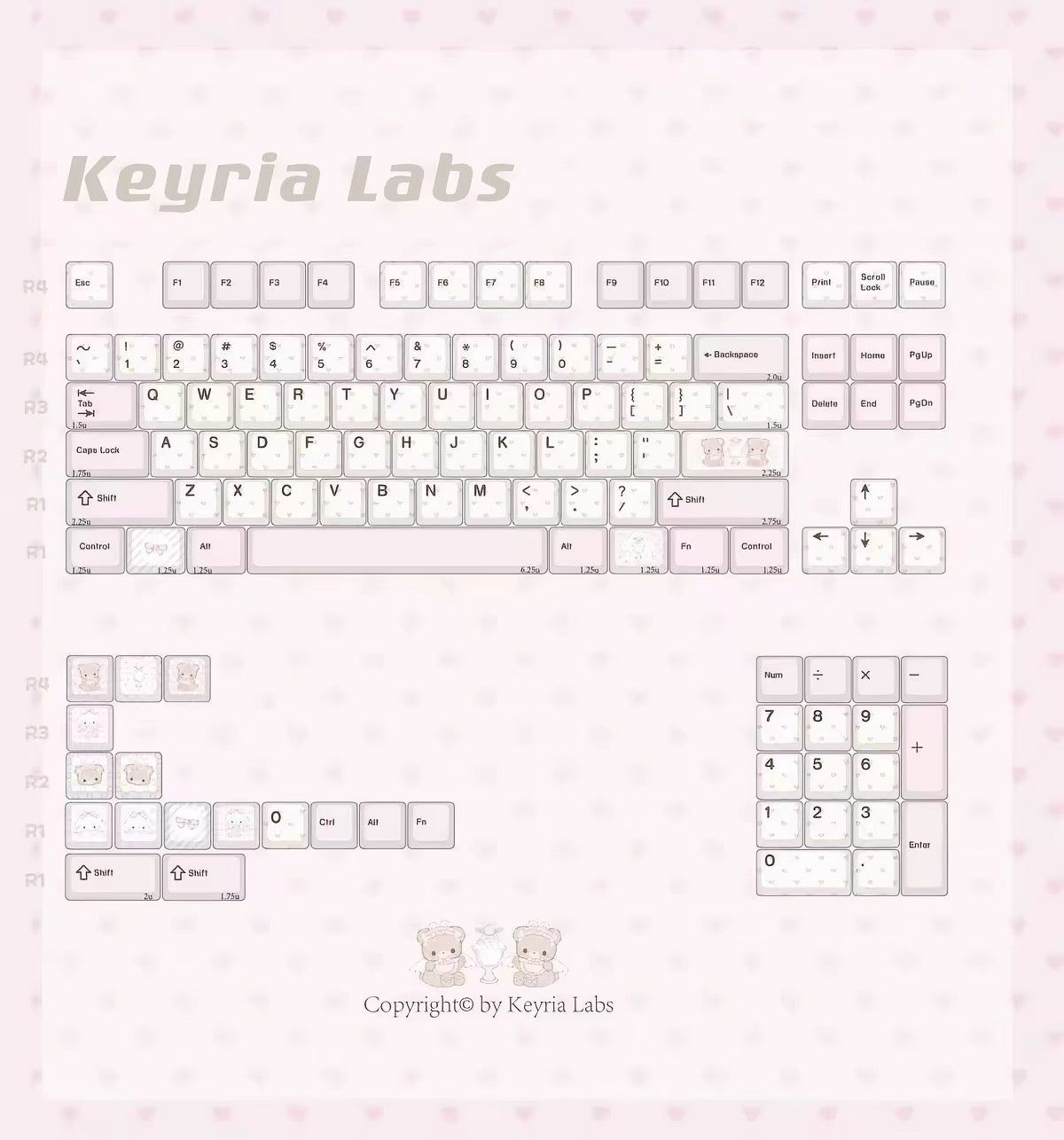 XVX Tea Time Ceramic Cherry Profile 120-Key Full Keycap Set