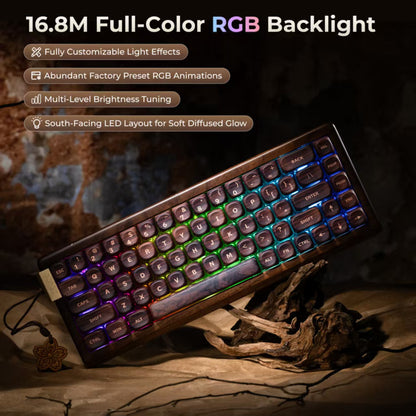 XVX MU68 FujiWave VIA Wireless Wooden Mechanical Keyboard