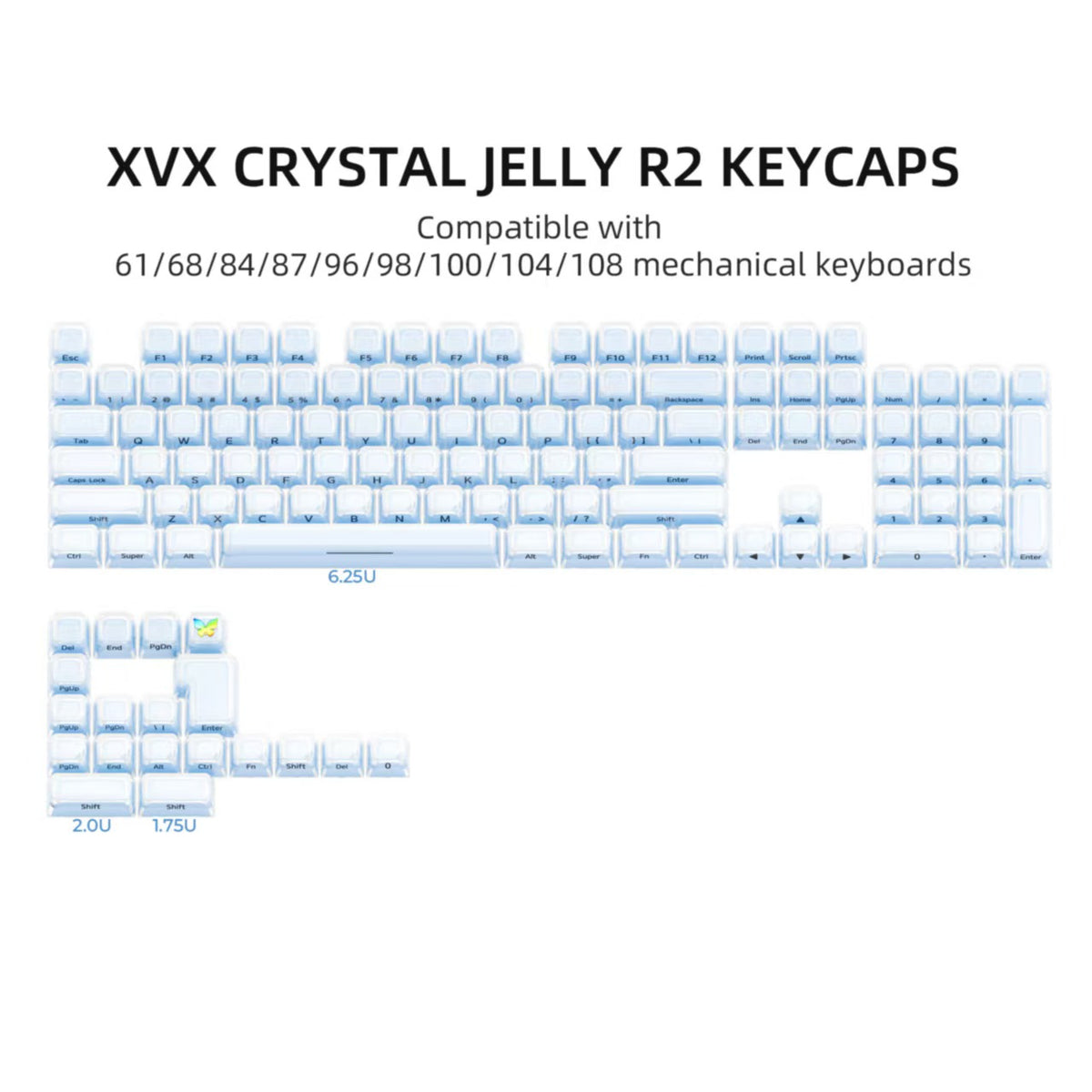 XVX Jelly R2 Side-Printed Translucent MDA Profile 122-Key Keycap Set