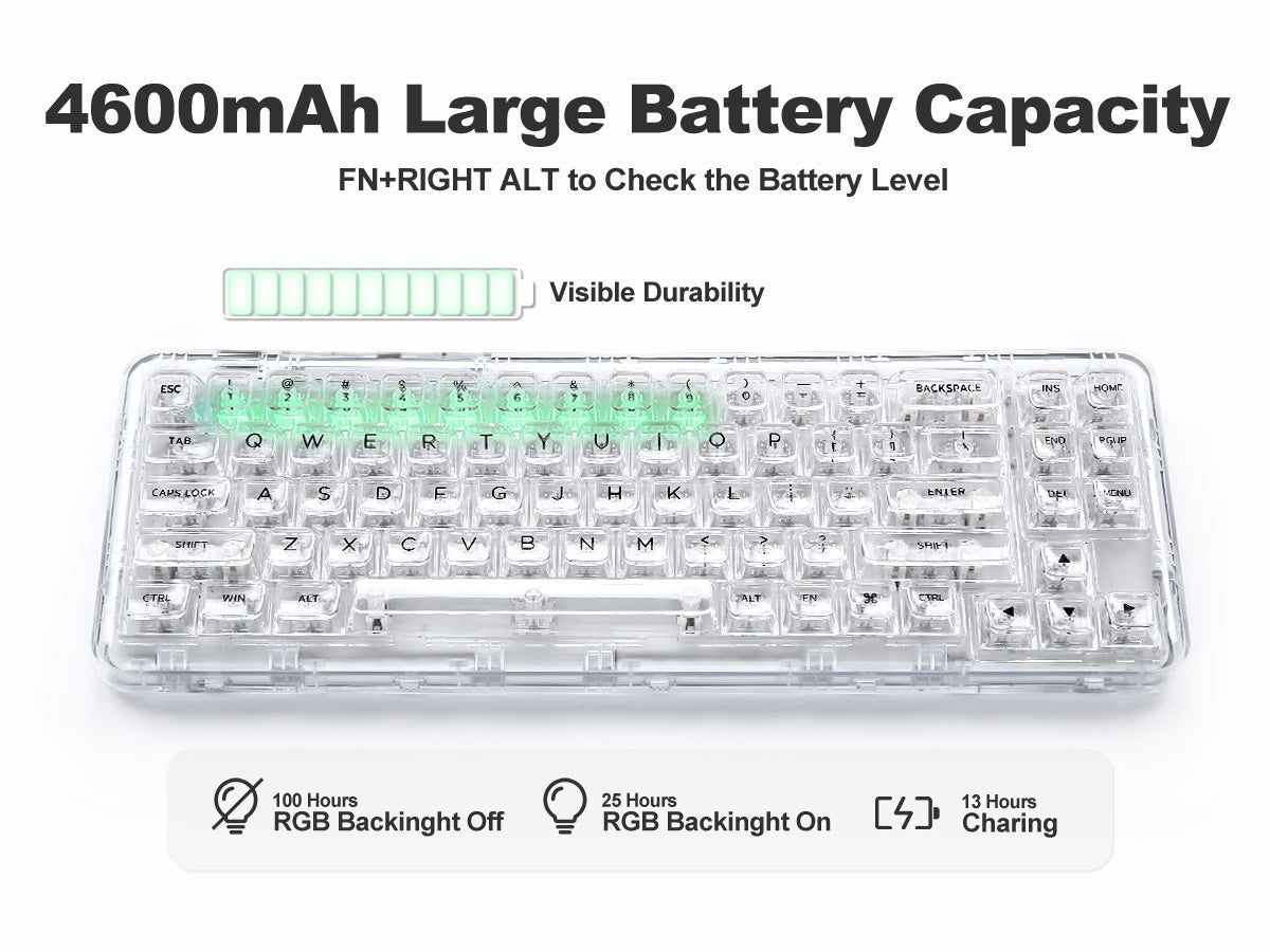 YUNZII X71 Transparent Wireless Mechanical Keyboard