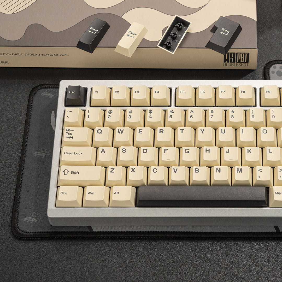 WS Creamy Charcoal Keycaps Doubleshot PBT Cherry Profile