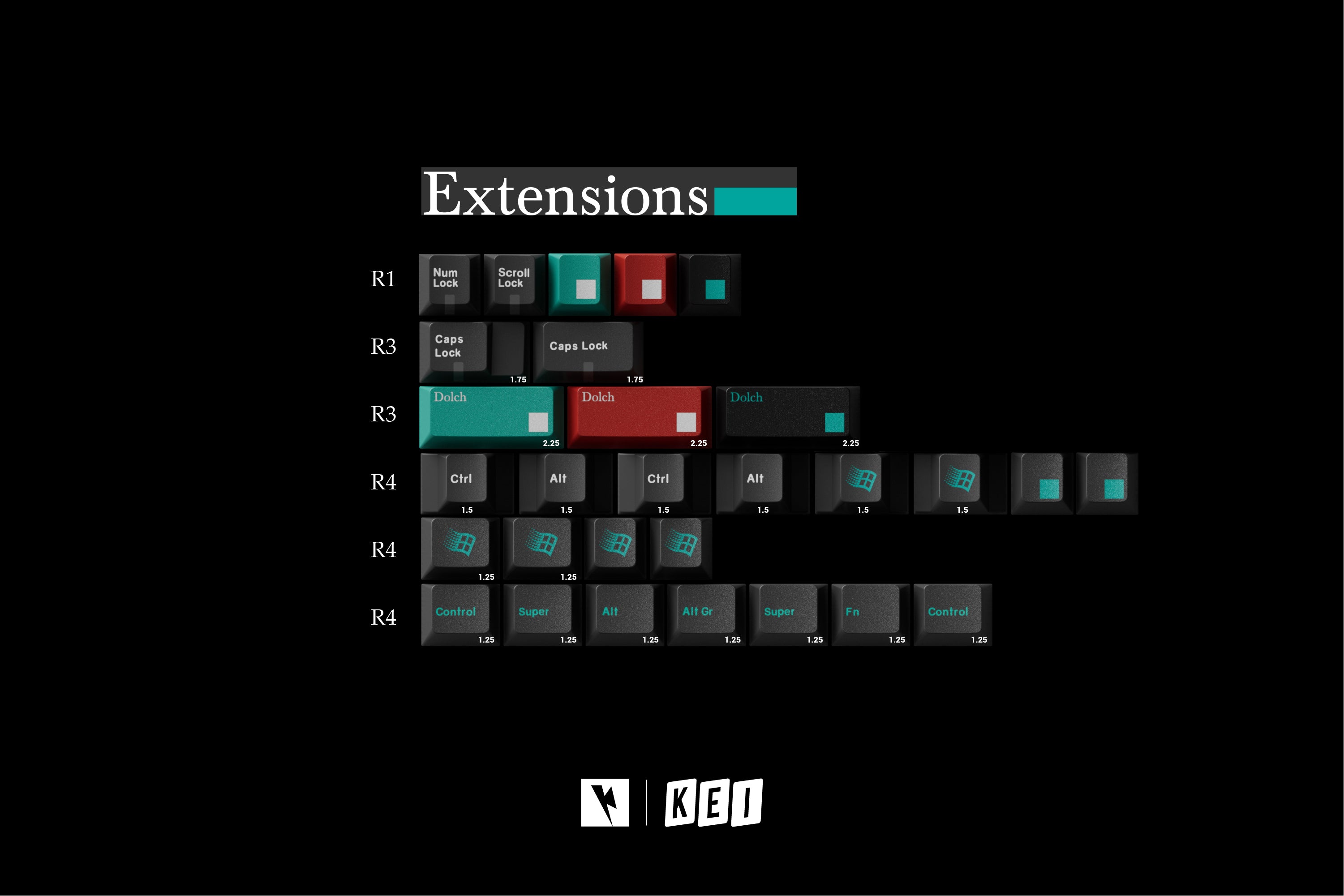 Keykobo Dolch ABS Double-shot Keycap Set