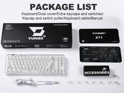 YUNZII X71 Transparent Wireless Mechanical Keyboard
