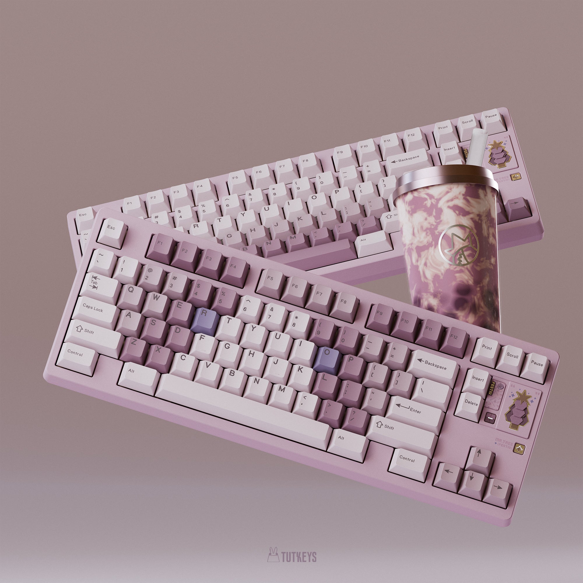 Tutkeys Taro Bobo Keycaps - PBT Dye-Sub Keycap Cherry Profile All In One