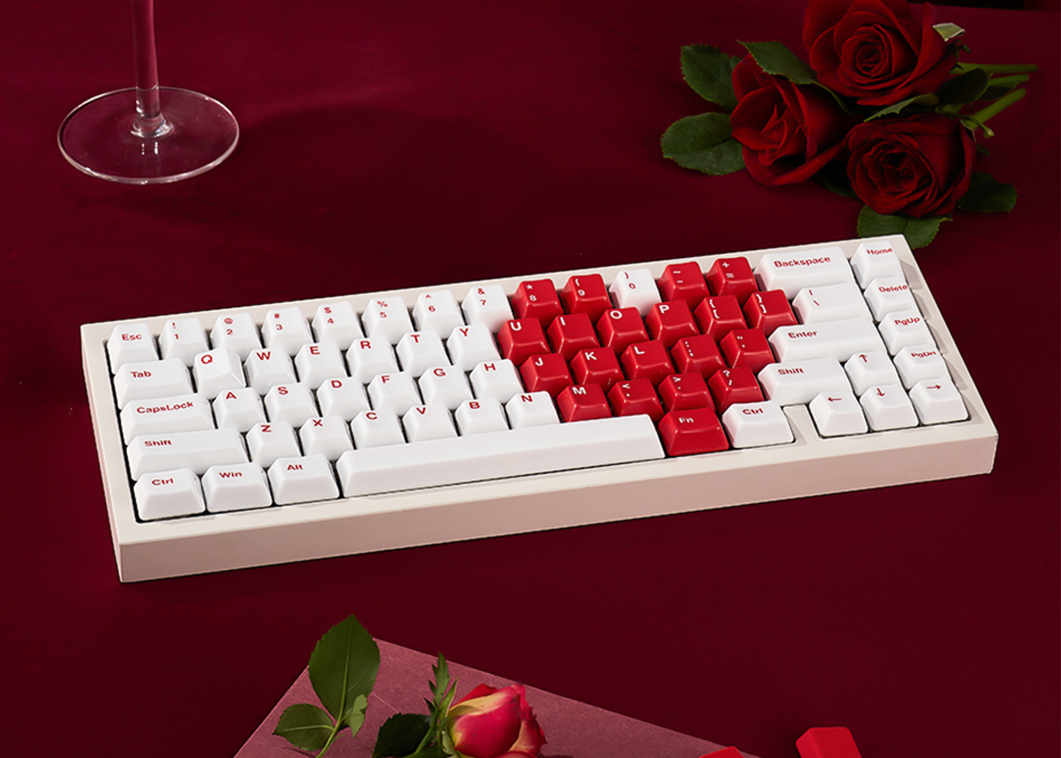 Cerakey Ceramic Keycap Full Set V2 - Heart of Love Keycap Set Red