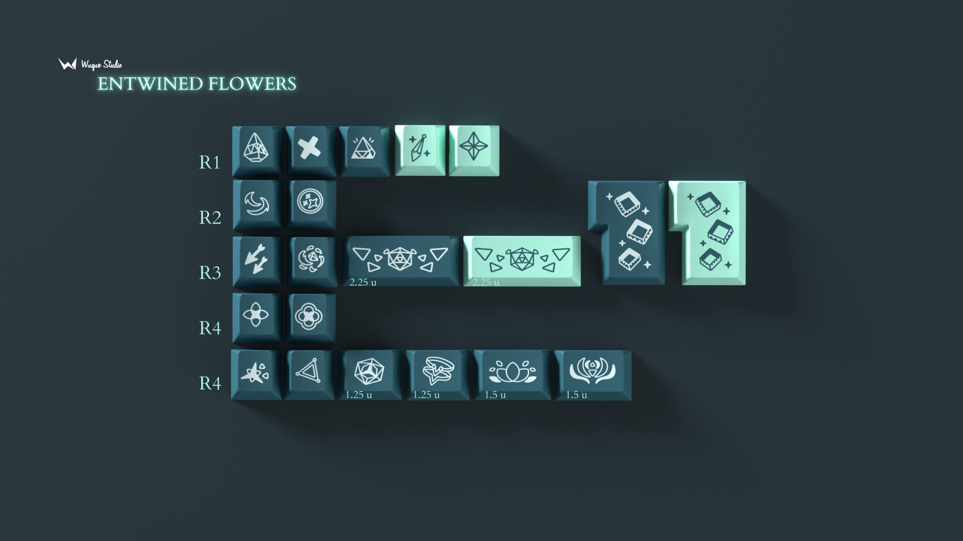 WS Entwined Flowers Keycaps Doubleshot PBT Cherry Profile