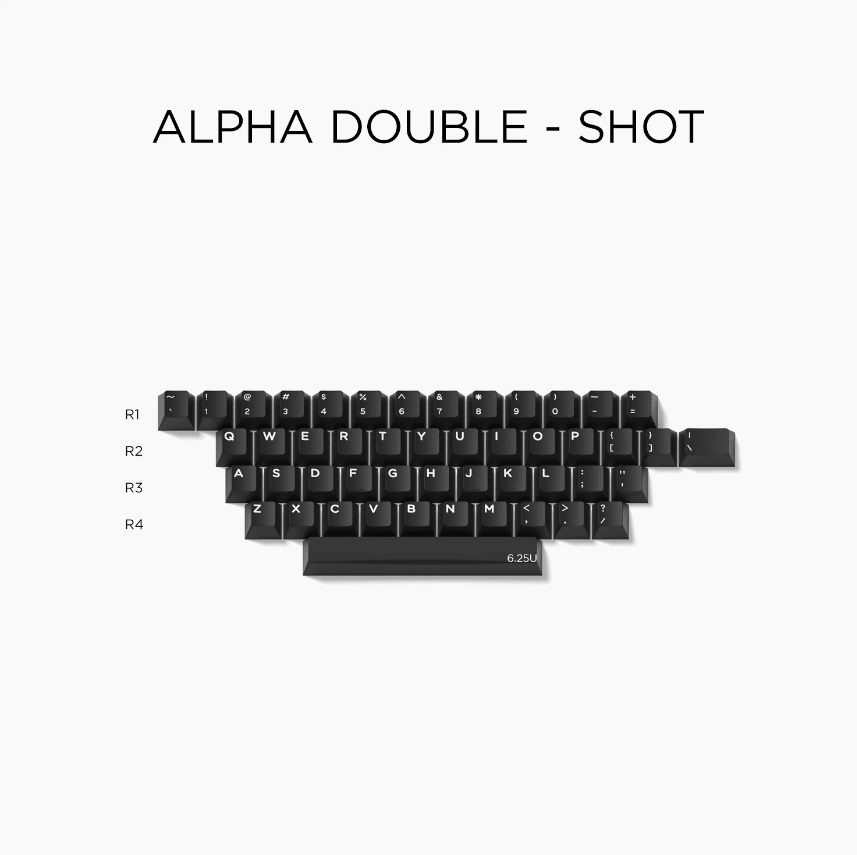 Domikey White On Black Cherry Profile Triple/Doubleshot ABS Keycap Set