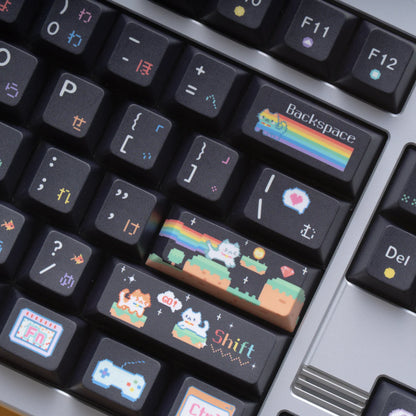 Soulcat Rainbow Kitty Keycap - PBT Cherry Profile All in One Set