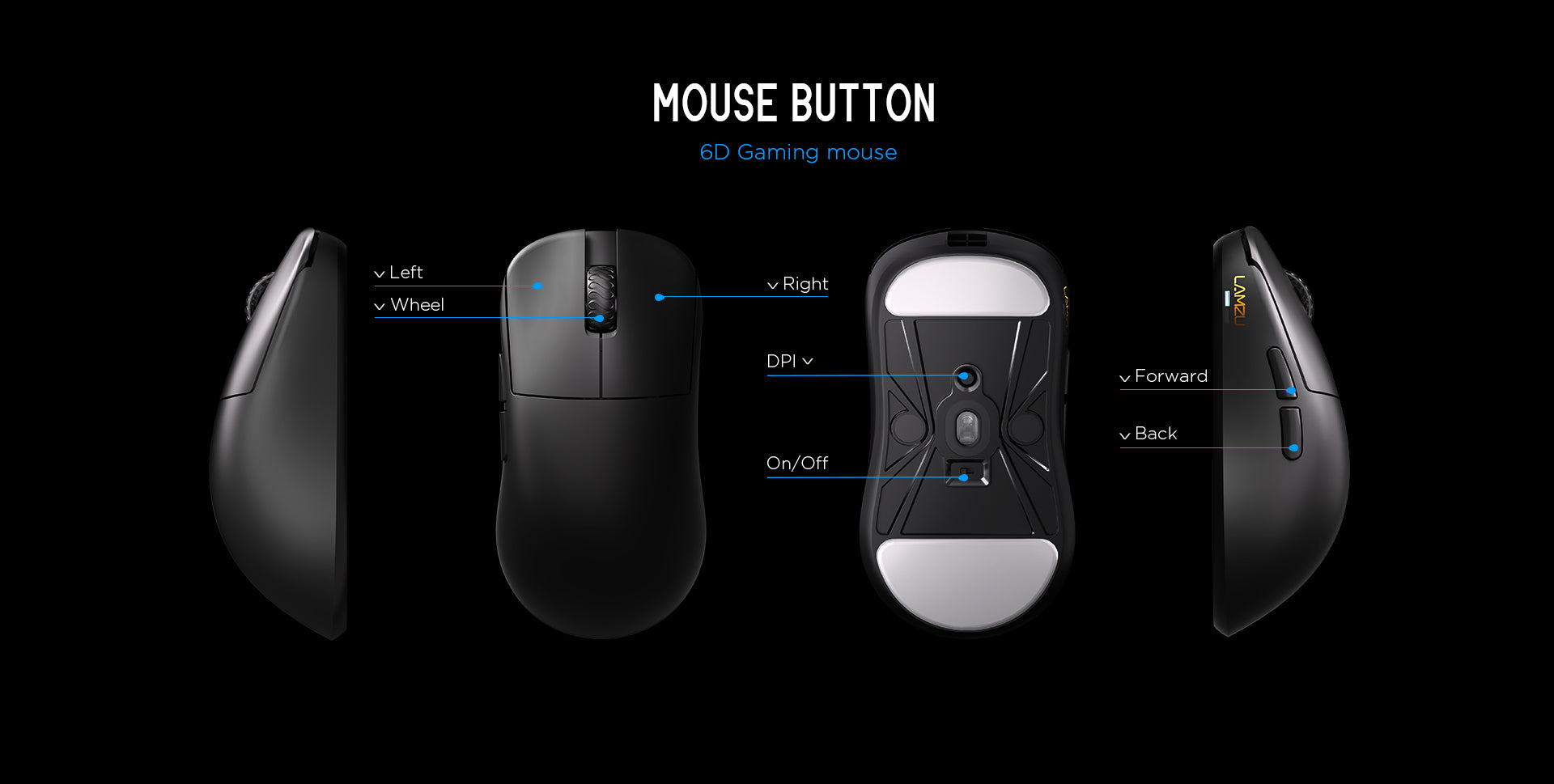 Lamzu Inca 8K Ultra Lightweight Wireless Gaming Mouse, Black