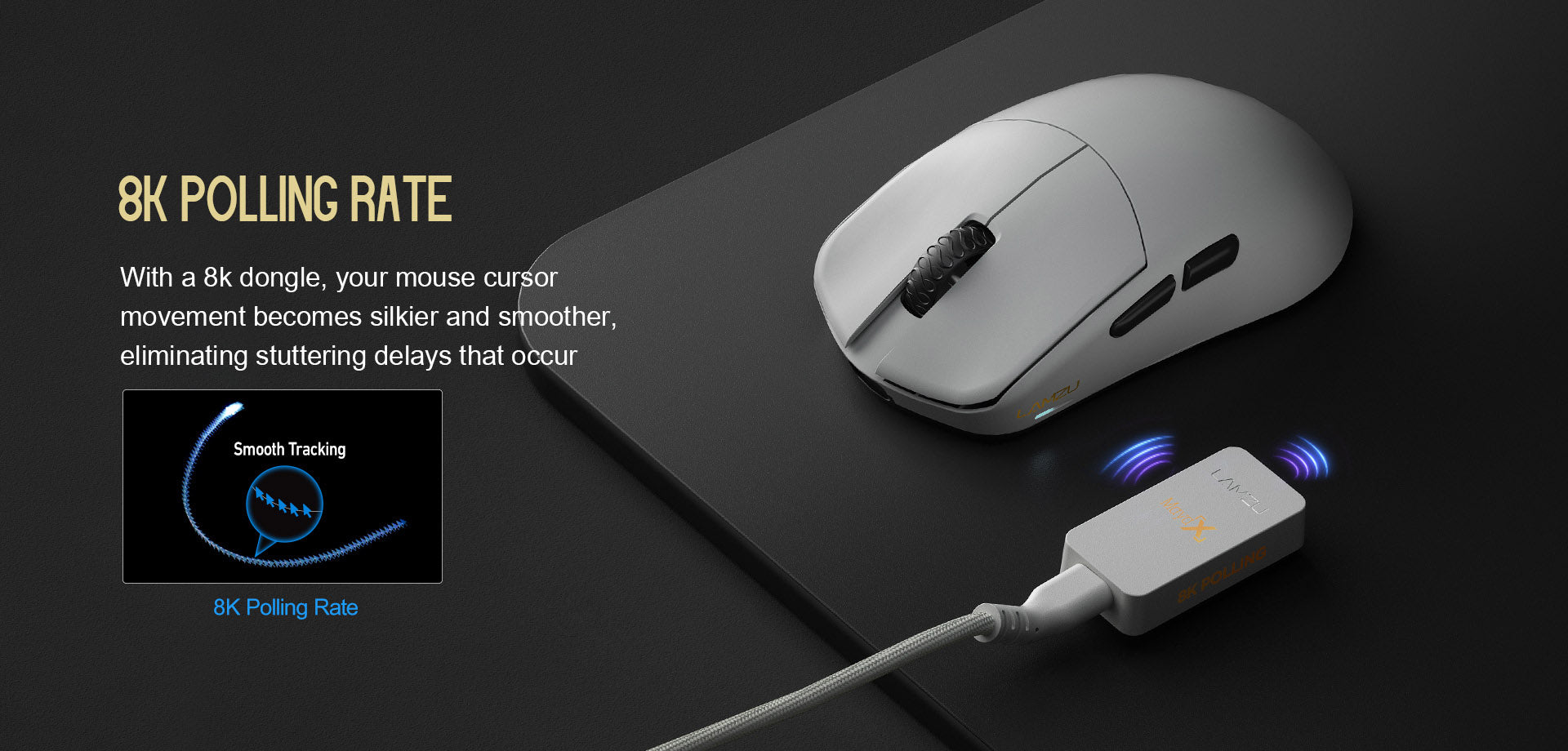 Lamzu Maya X 8K 8KHz Wireless Gaming Mouse, Black & White Color Selection
