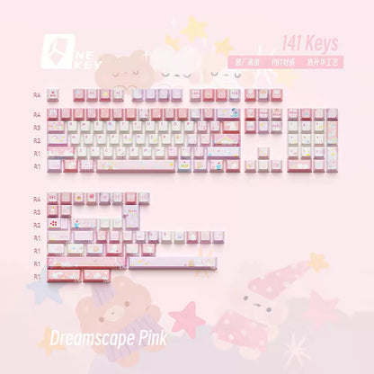 Soulcat Dream Pink Keycap - PBT Cherry Profile All in One Set