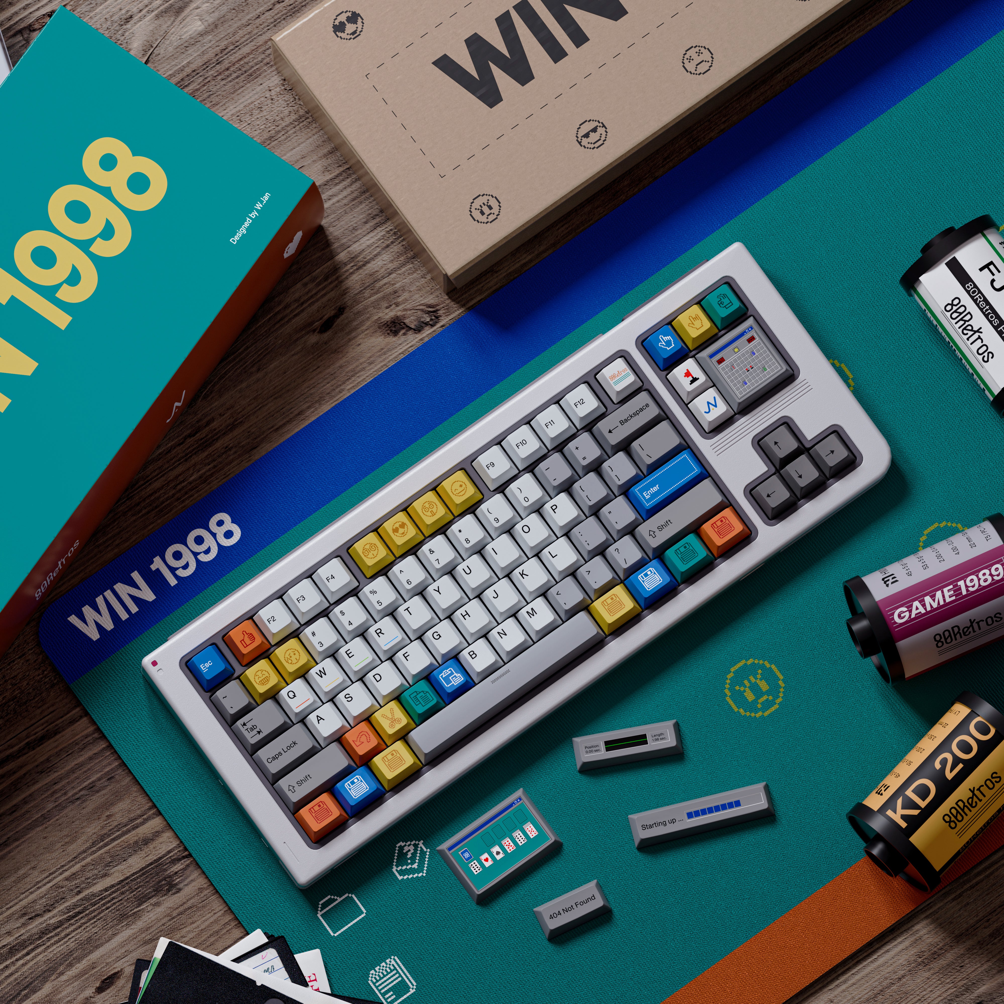 80Retros Win 1998 Keycaps – PBT Cherry Profile Keycap Set (All in One)