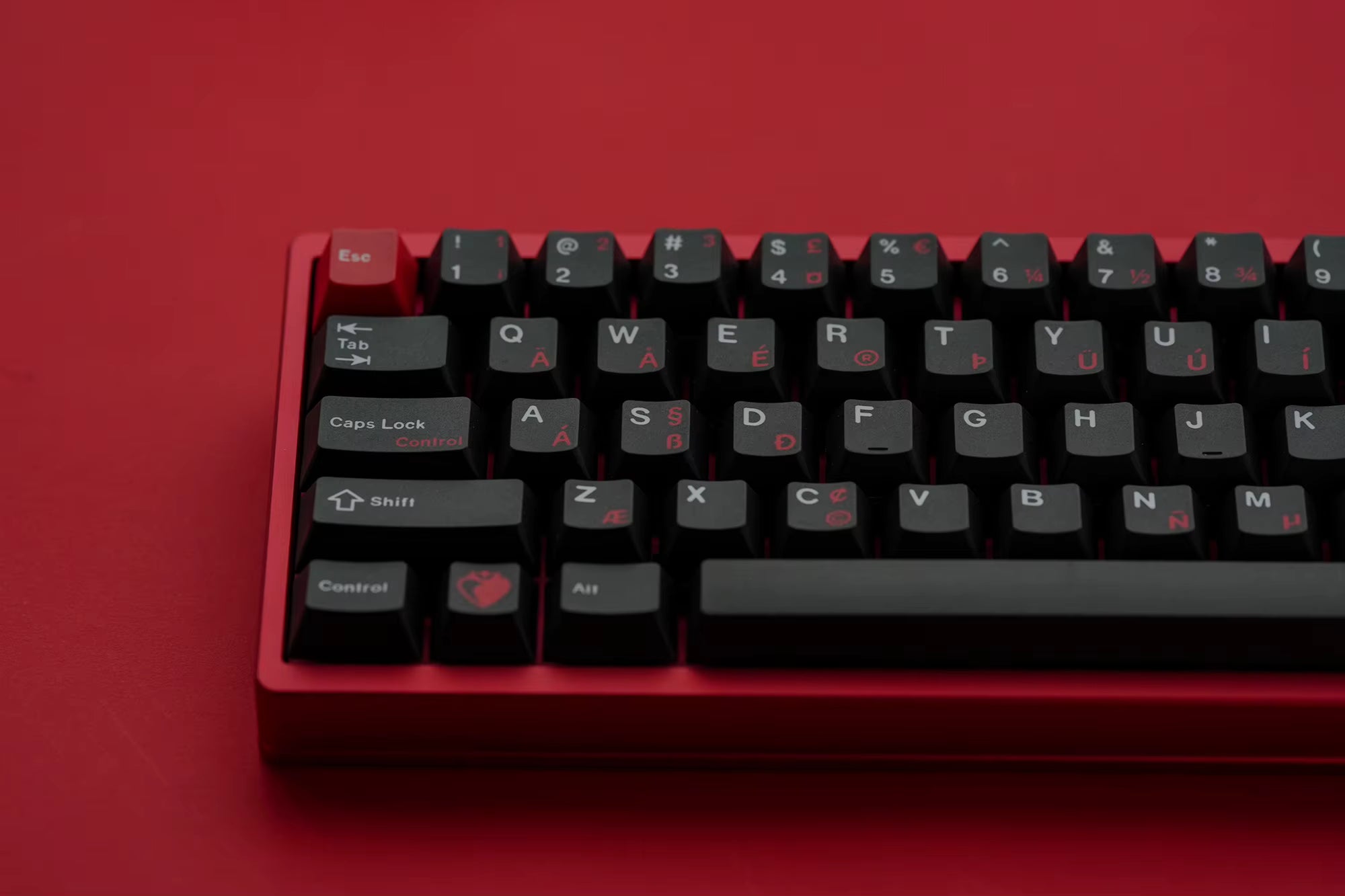 JKDK Heart Black & Red Cherry Profile Dye-Sub PBT Keycap Set