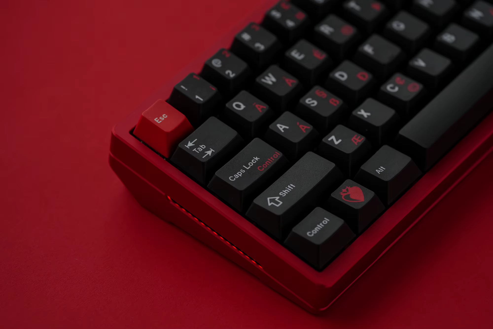 JKDK Heart Black & Red Cherry Profile Dye-Sub PBT Keycap Set