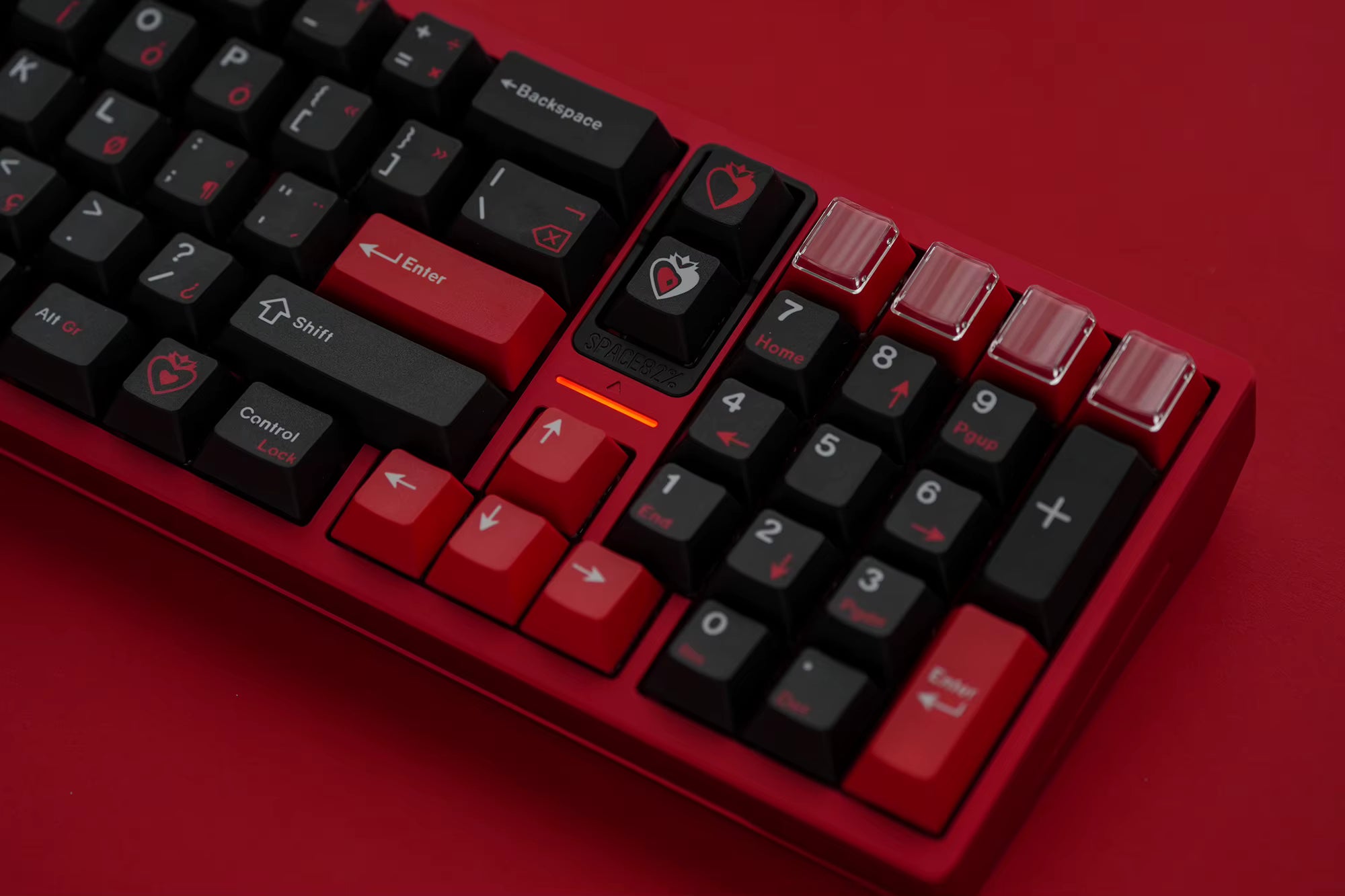 JKDK Heart Black & Red Cherry Profile Dye-Sub PBT Keycap Set