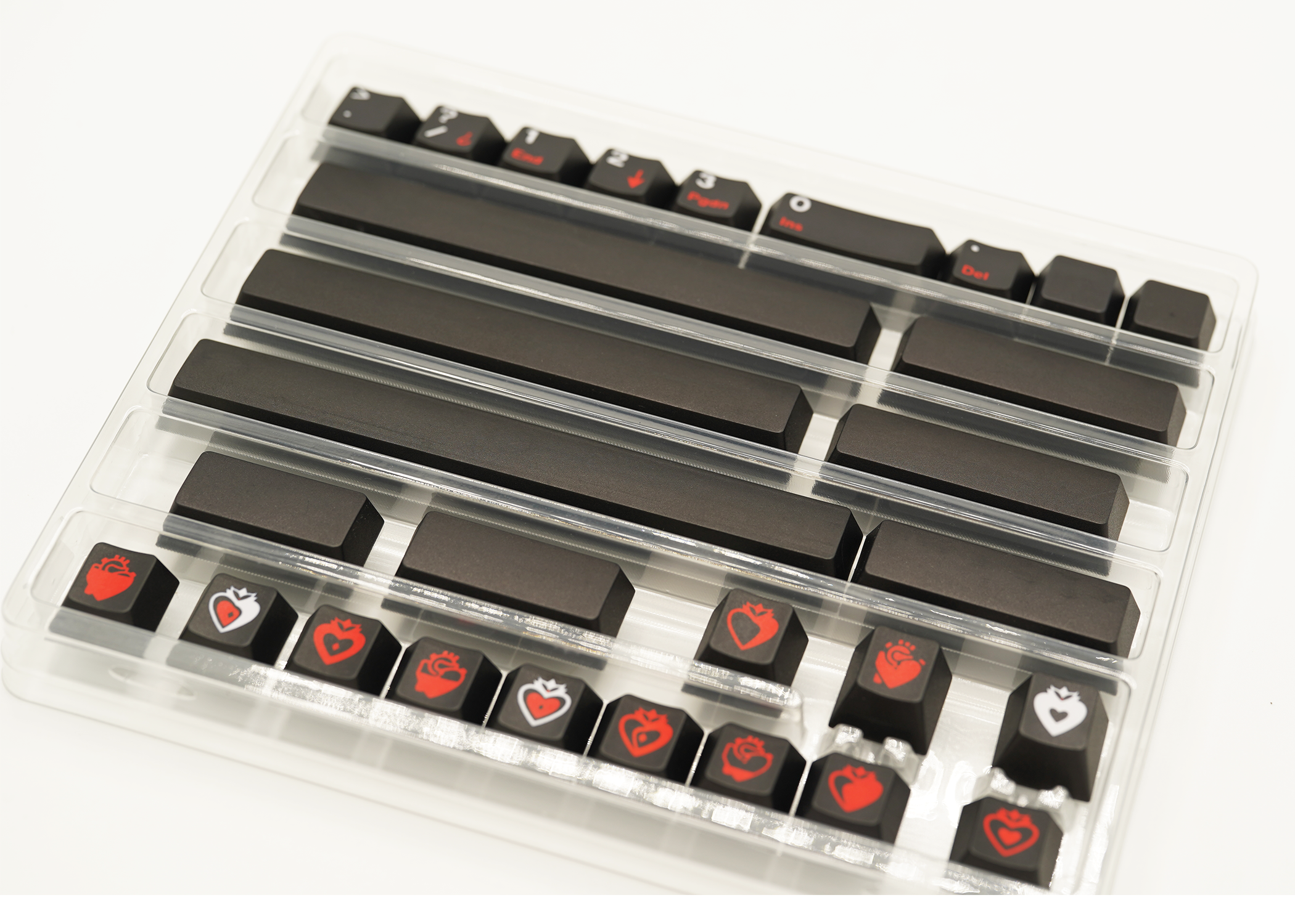 JKDK Heart Black & Red Cherry Profile Dye-Sub PBT Keycap Set
