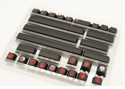 JKDK Heart Black & Red Cherry Profile Dye-Sub PBT Keycap Set