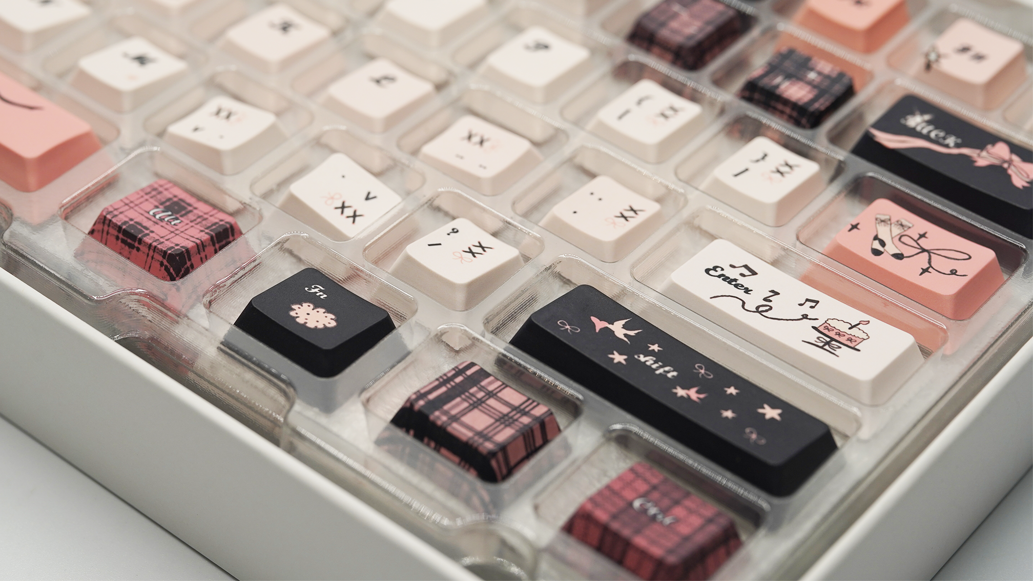 Soulcat Dream Black and Pink Keycap - PBT Cherry Profile All in One Set