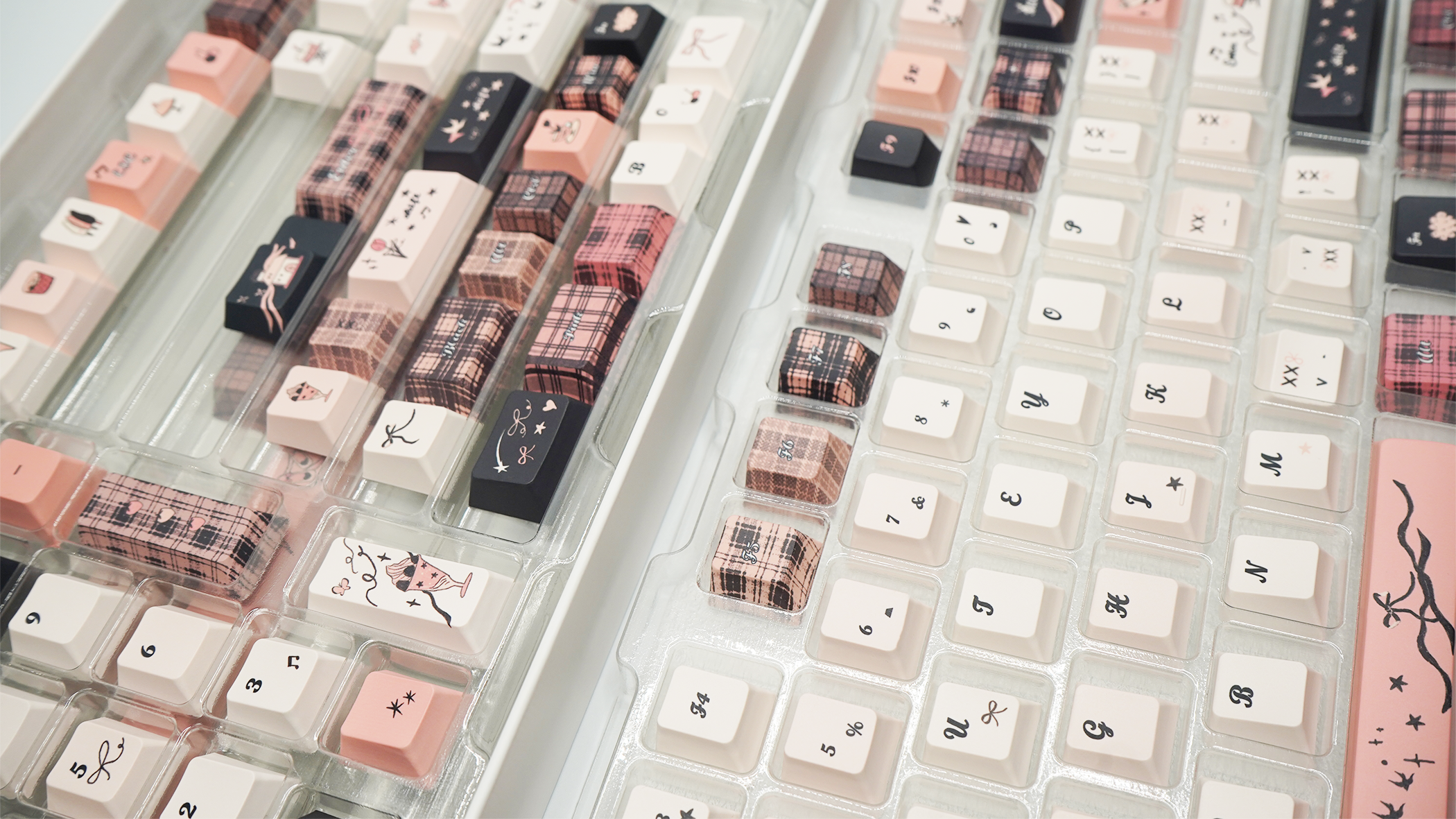 Soulcat Dream Black and Pink Keycap - PBT Cherry Profile All in One Set