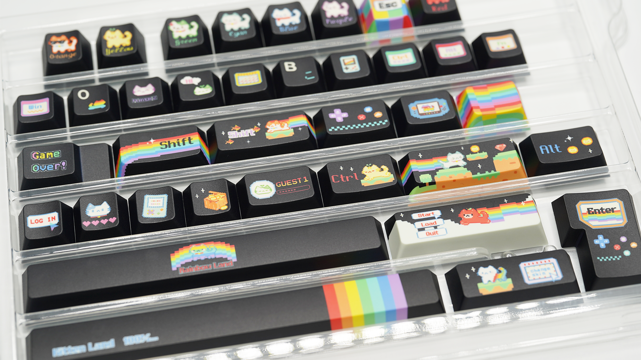 Soulcat Rainbow Kitty Keycap - PBT Cherry Profile All in One Set