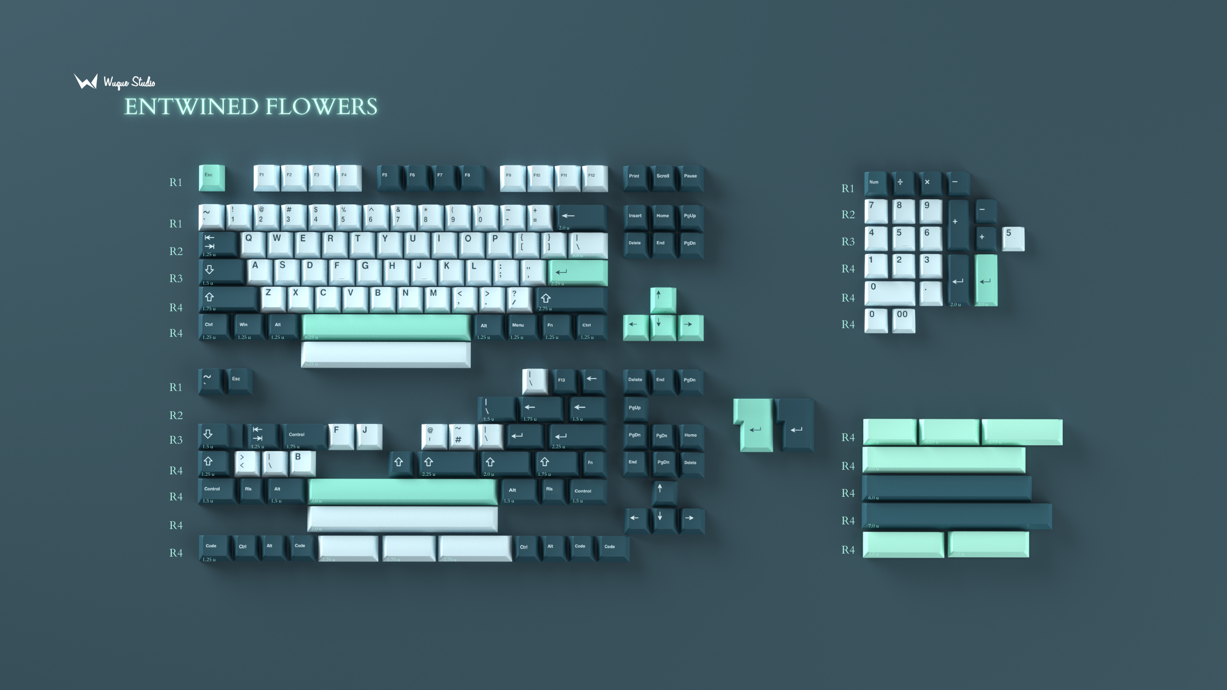WS Entwined Flowers Keycaps Doubleshot PBT Cherry Profile