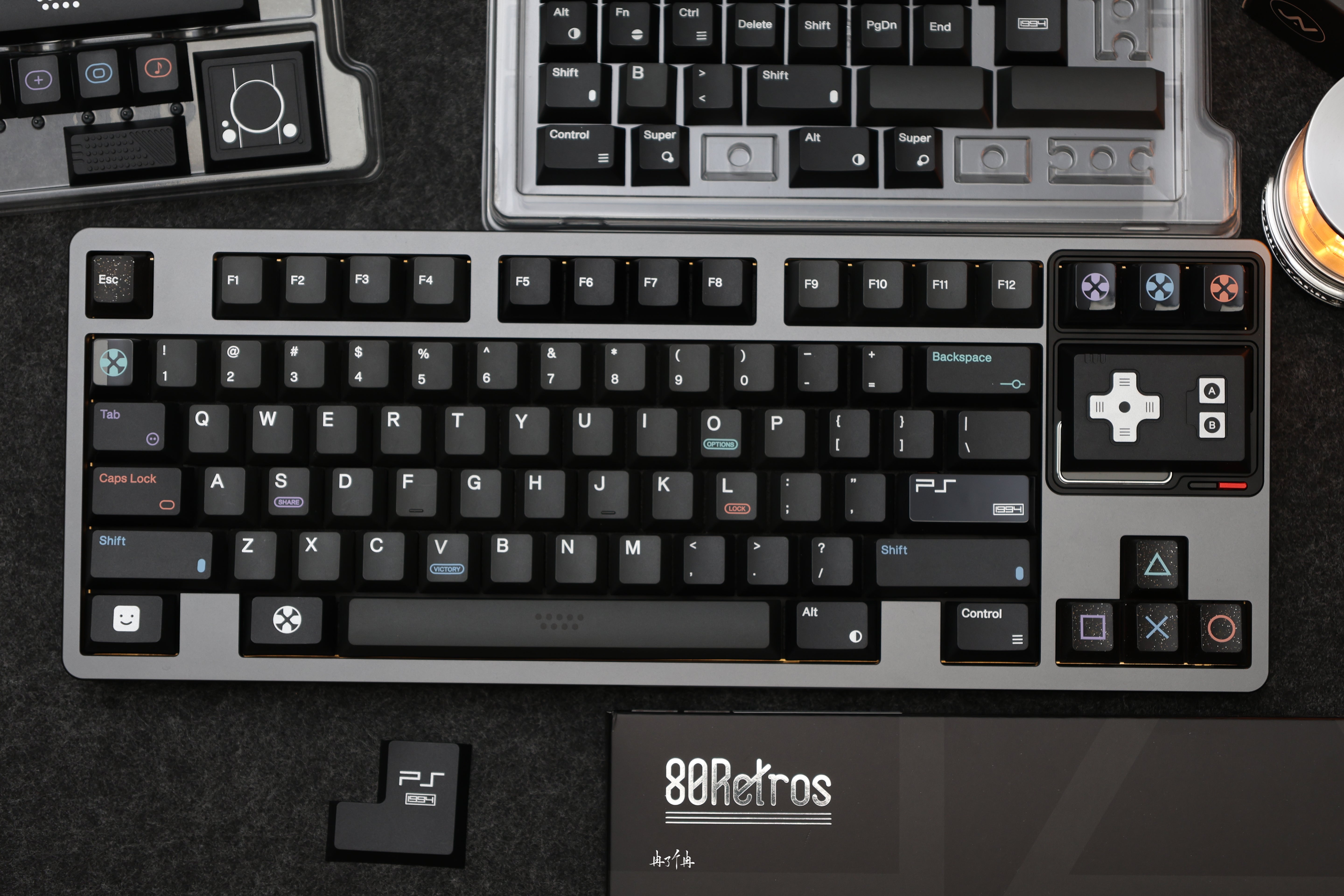 80Retros PS1994 Keycaps Black and Silver – Cherry Profile All in One Set