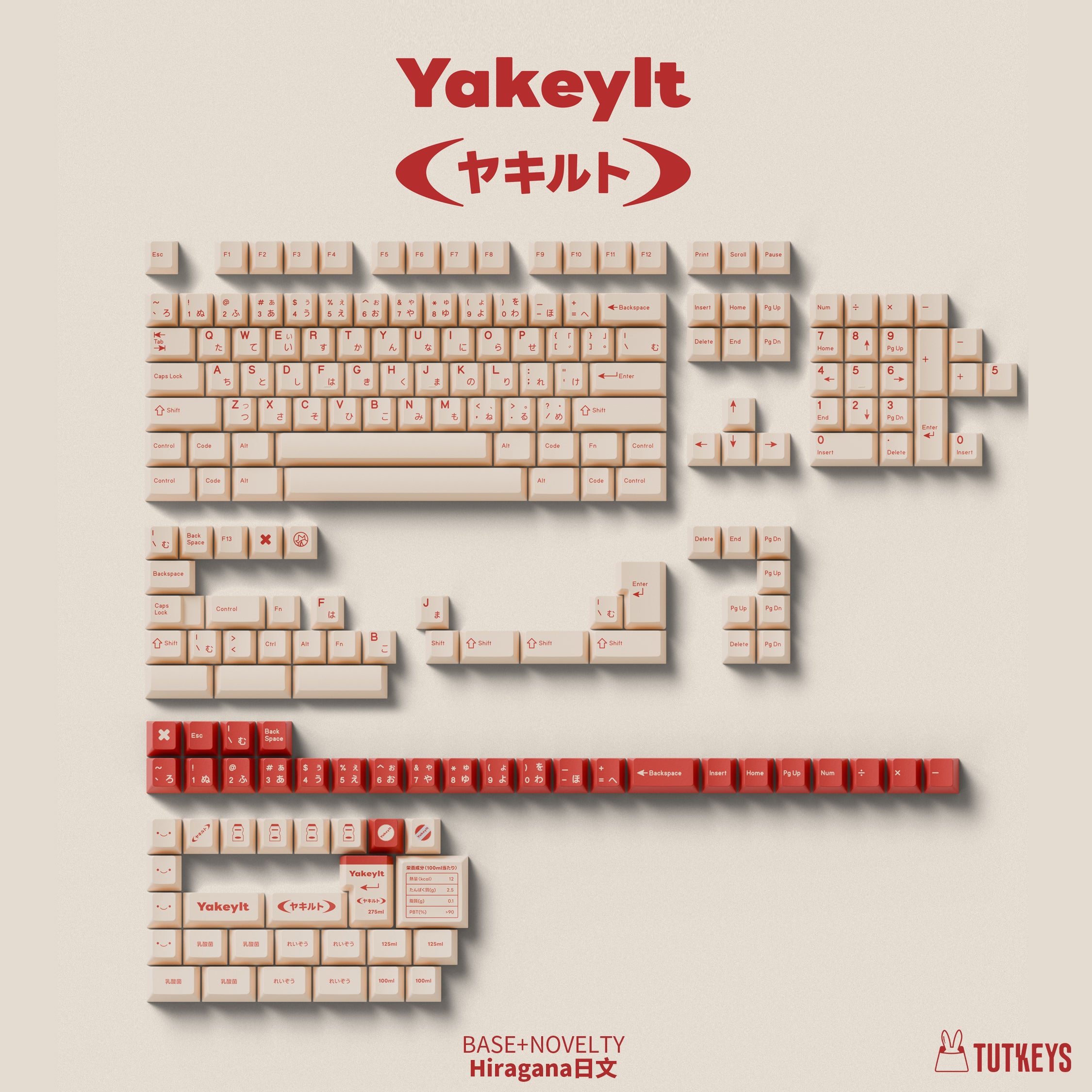 Tutkeys Yakeylt Keycaps - PBT Dye-Sub Keycap Cherry Profile Keycap Set