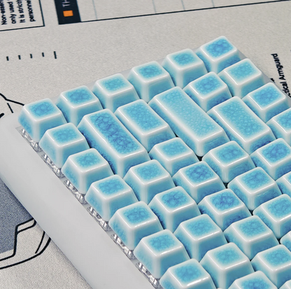 Cerakey Ceramic Keycap Full Set V2 - Blue Crazed Front