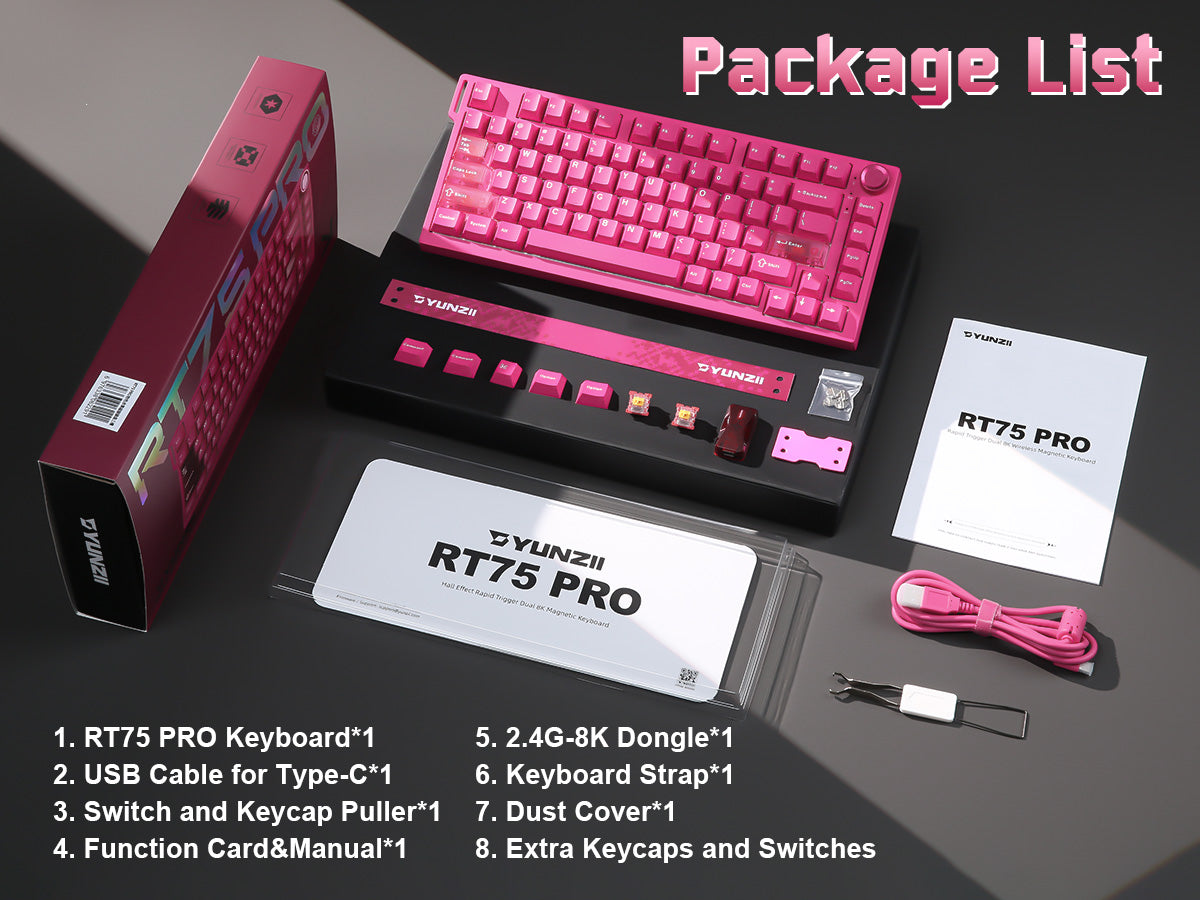 YUNZII RT75 PRO Dual-8K Rapid Trigger Wireless Gaming Magnetic Keyboard