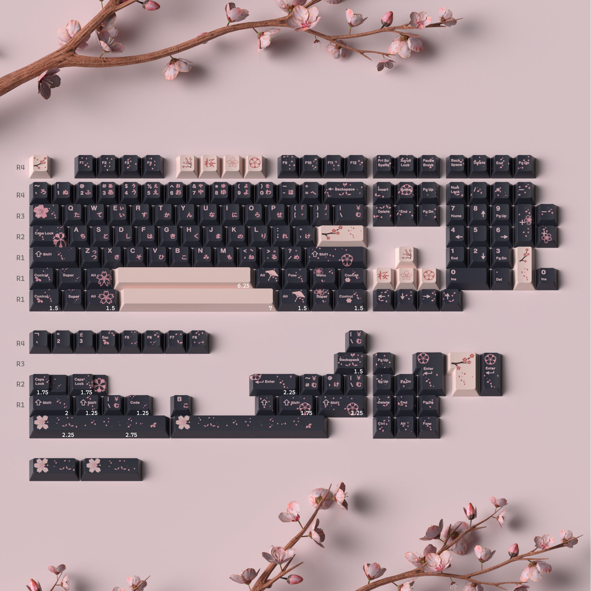 JKDK Midnight Sakura Blossom Profile PBT Keycap Set