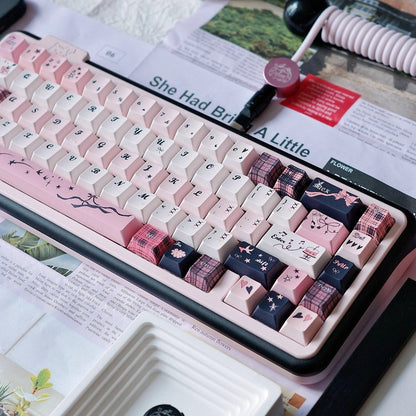 Soulcat Dream Black and Pink Keycap - PBT Cherry Profile All in One Set