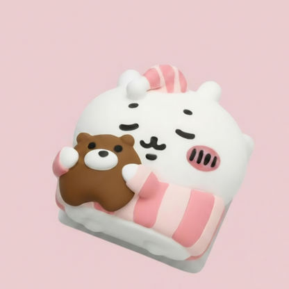 Chiikawa Inspired Sleepy Cat Artisan Keycaps