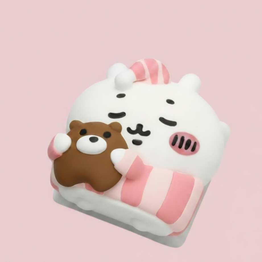Chiikawa Inspired Sleepy Cat Artisan Keycaps