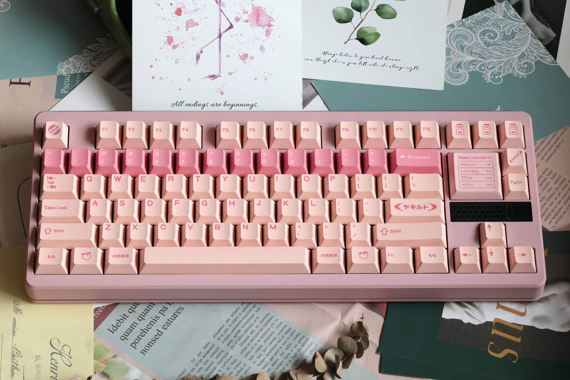 Tutkeys Yakeylt Peach Keycaps - PBT Dye-Sub Keycap Cherry Profile Keycap Set 