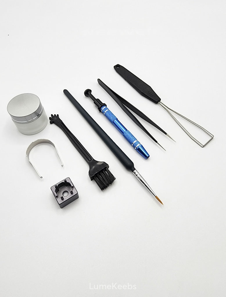 Keyboard Tool Kit With Keycap Puller Tweezers Brush Lubricant Lume Keyboard tool kit with keycap puller tweezers brush lubricant lume