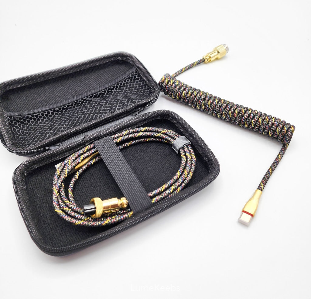 Obsidian Gold Custom Coiled Aviator Artisan Usb-C Cable (Cable Pouch Included)